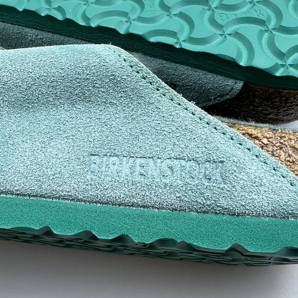 NWT BIRKENSTOCK ARIZONA  TEAL SUEDE SHEARLING SANDALS  ll  SZ- 265 / 41 - Picture 9 of 11